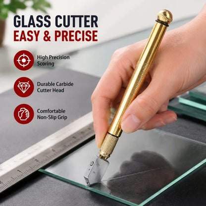 🔥Last Day 50% OFF - 🔧Glass Cutter with Diamond Head & Steel Blade for 3-15mm Glass, Anti-Slip Handle Tool