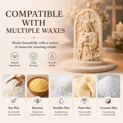 ✝️Good Shepherd Jesus 3D Candle Mold Set | Sculpted Cross, Lamb & Floral Relief for Faith-Inspired Handmade Candles 🕯️✨