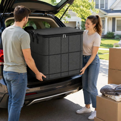 🔥Spacious Moving & Storage Bin Zippered Fabric Organizer