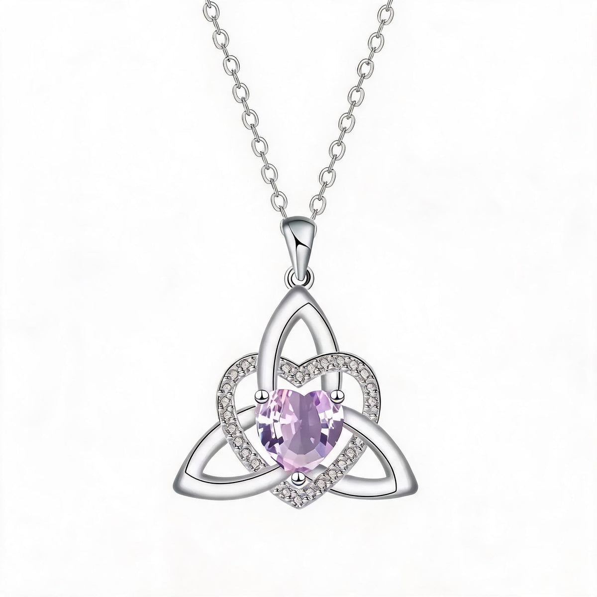 Birthstone Celtic Trinity Knot Heart Necklace✨ Heart Shape Celtic Trinity Knot Birthstone Pendant