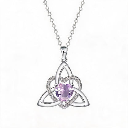 Birthstone Celtic Trinity Knot Heart Necklace✨ Heart Shape Celtic Trinity Knot Birthstone Pendant