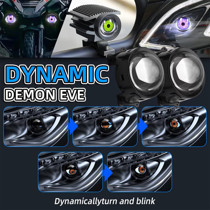 Dynamic Big Eye Ball Fog Lights, LED Adjustable Color 12v Devil Eyes with Lens Light Up Big Eyeball Lights for Car for Any Car Model