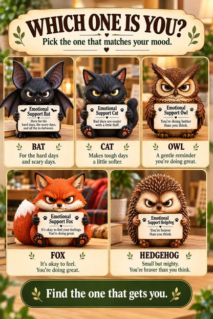 🔥LAST DAY 50% OFF - ✨Cute Grumpy Emotional Support Animal Figures, Mini Tabletop Companion Ornament, Unique Humor‑Filled Gift for Animal Lovers | Collectible Desk Decor