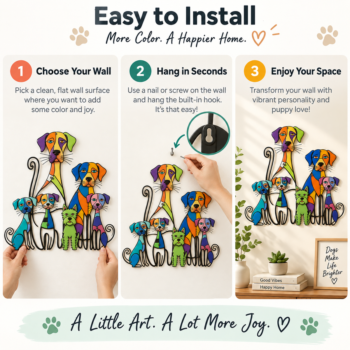 Colorful Dog Metal Wall Art