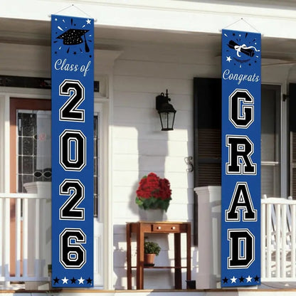 🚩 Personalized Welcome Door Banners: Class of 2026 Graduation Sign & Porch Decor (Set of 2)
