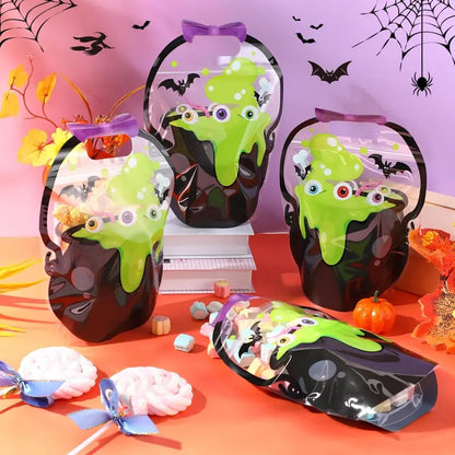 🔥Last Day 50% OFF - 50 Pcs Halloween Favor Bags Transparent Pumpkin Sealed Pouches🍬