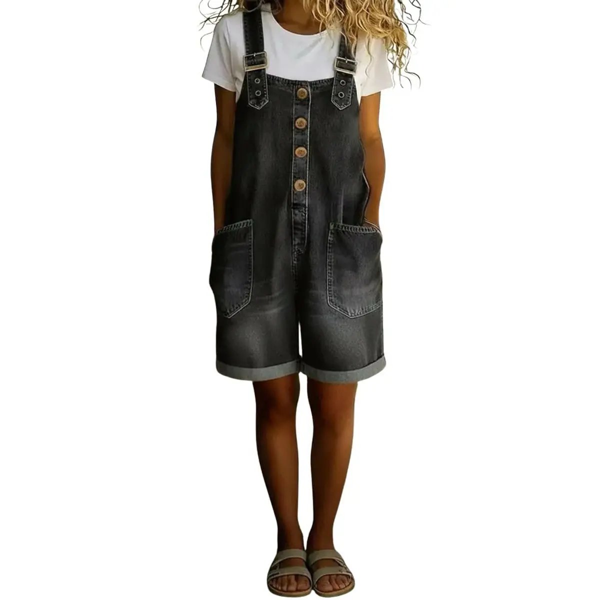 🤠👖Vintage Loose Wide Leg Denim Bib Overalls for Women