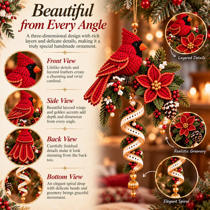🎄❤️ Cardinal & Poinsettia DIY Ornament Kit