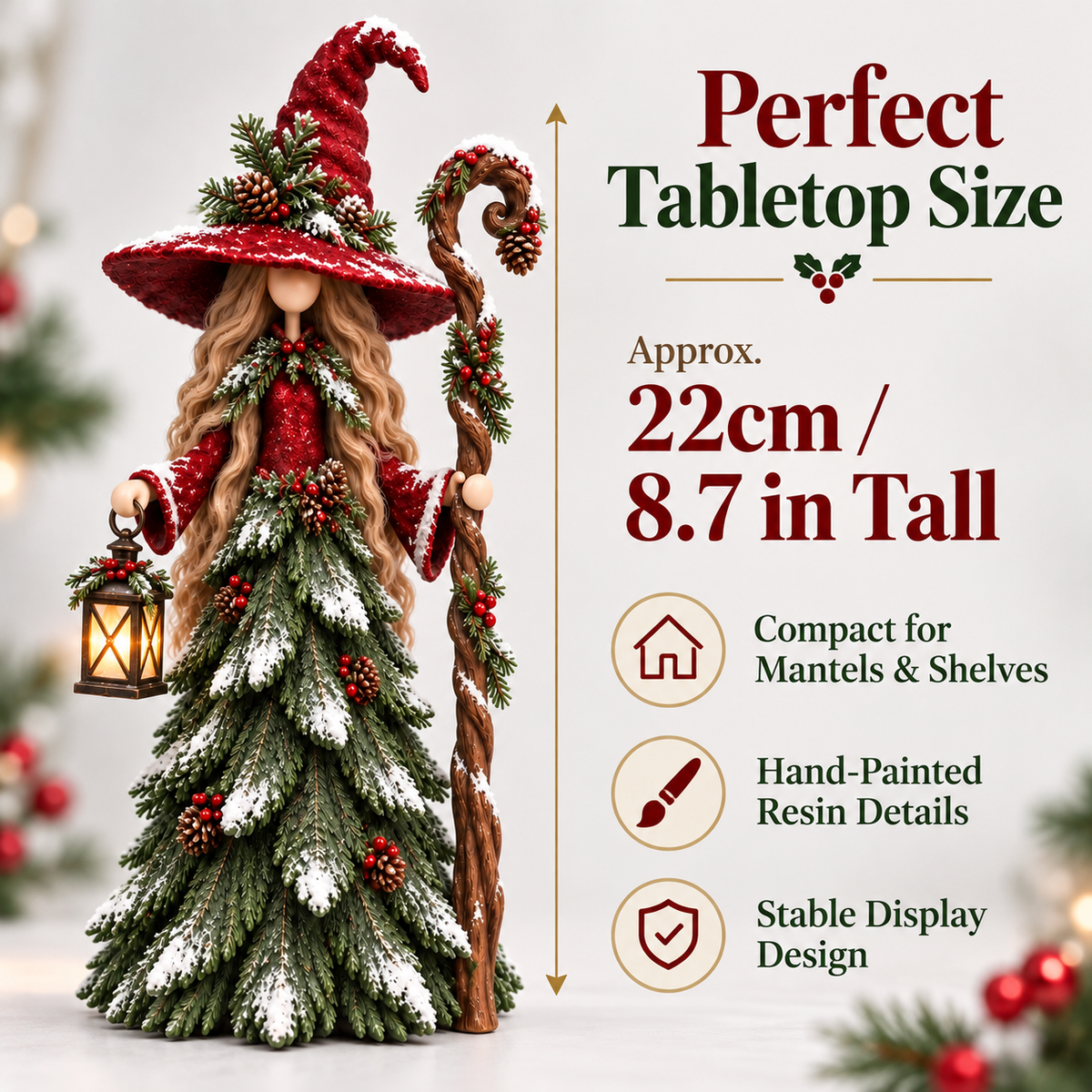 Christmas Witch figurine 22cm 8.7 inch tabletop size