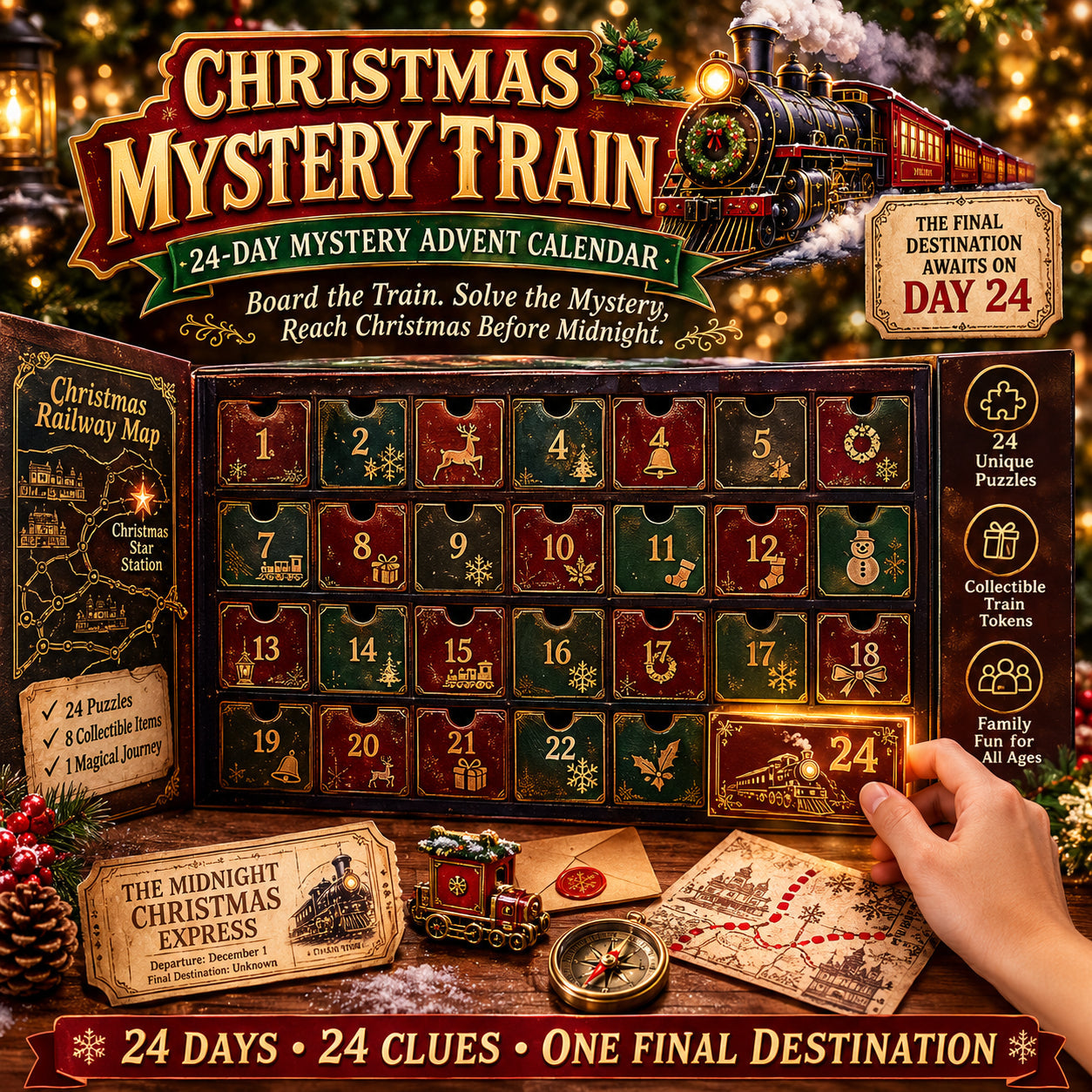 ⏳🎄🔎 Mystery Adventure Advent Calendar -24 Days, 24 Clues, One Final Reveal