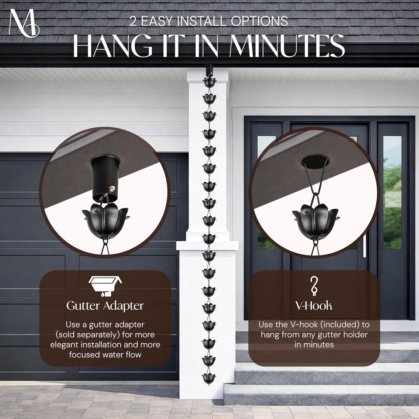 Free Shipping🔥Monarch Rain Chains Aluminum "Lotus" Series Rain Chain (for Gutters)