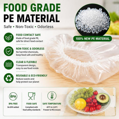 🍽️ 100PCS Disposable Stretch Food Covers - Elastic Bowl & Plate Sealers 🍏