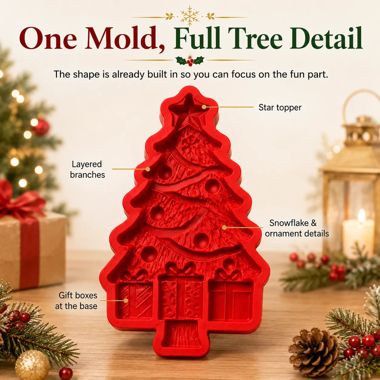 ⏳ Last Day 49% OFF – 🎄Reusable Christmas Tree DIY Casting Mold | Detailed Dimensional Design with Star, Layered Branches, Ornaments, Snowflakes & Gift Box Accents ✨