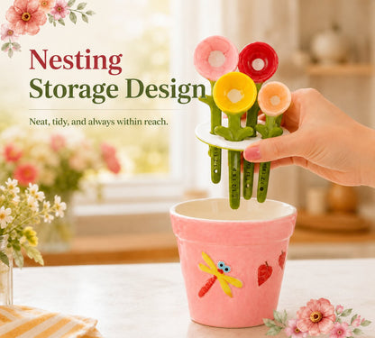 Flower Pot Ceramic Measuring Spoon Set