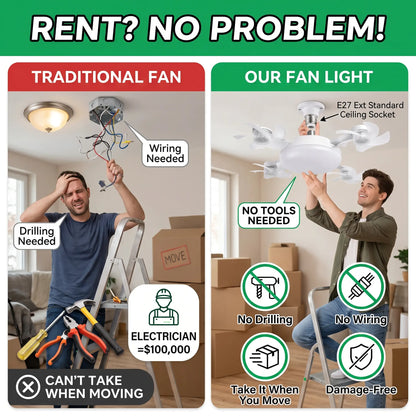 💡 E27 Socket Ceiling Fan Light – 2-in-1 LED Fan Bulb with Remote Control for Bedroom, Kitchen & Home Cooling