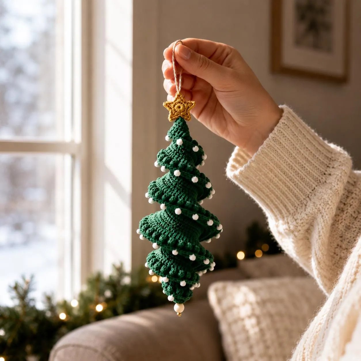 ☃️ Crochet Snowman Spiral Ornament DIY Kit | Complete Beginner-Friendly Set with Soft Yarn, Crochet Hook, Festive Beads, Snowflakes & Step-by-Step Guide 🧶🎄✨