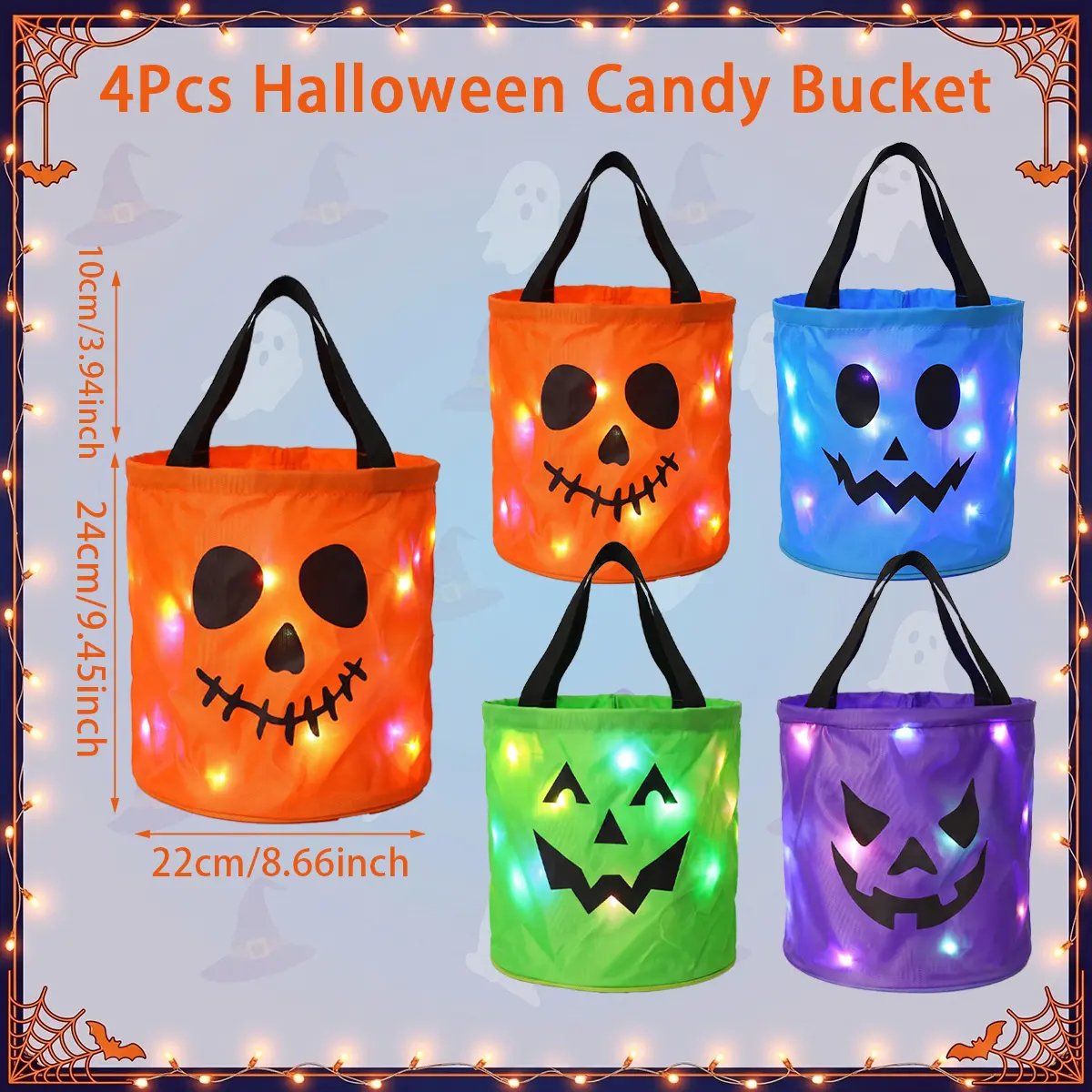 ✨Halloween Glowing Pumpkin Bags – LED Lights & Spacious Interior 🍬