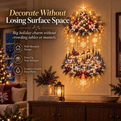 Illuminated Christmas Tree & Village Wall Hanging