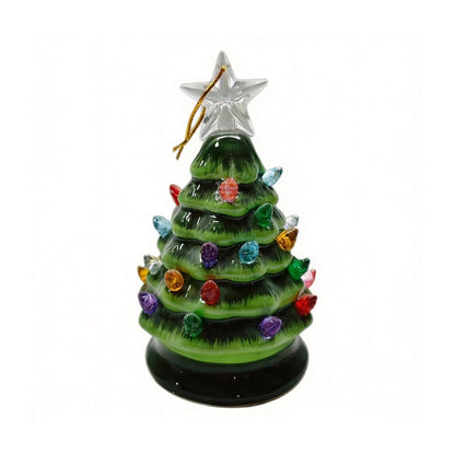 Mini 4.5-inch retro LED ceramic Christmas tree (lighted)—suitable for holiday decor or as a gift