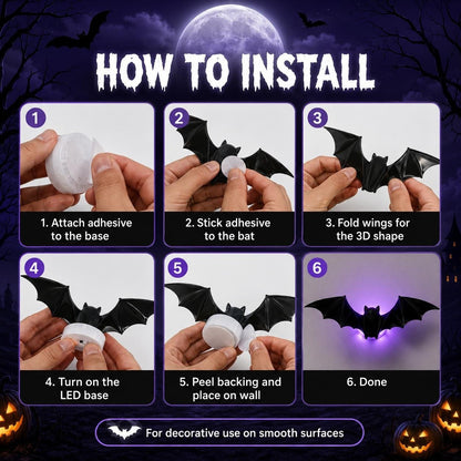 🎃Halloween Pre-sale🎃3D Bat Light Design LED Decorations 12pcs/24pcs Set