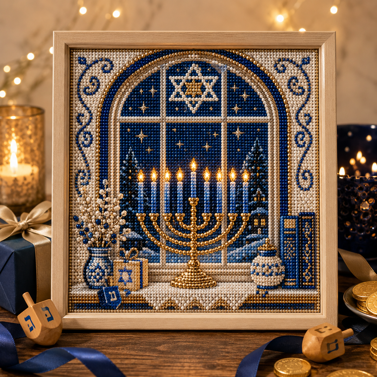 🎁 50% OFF Festival of Lights Sale - DIY Hanukkah Pearl Art Kit ✨