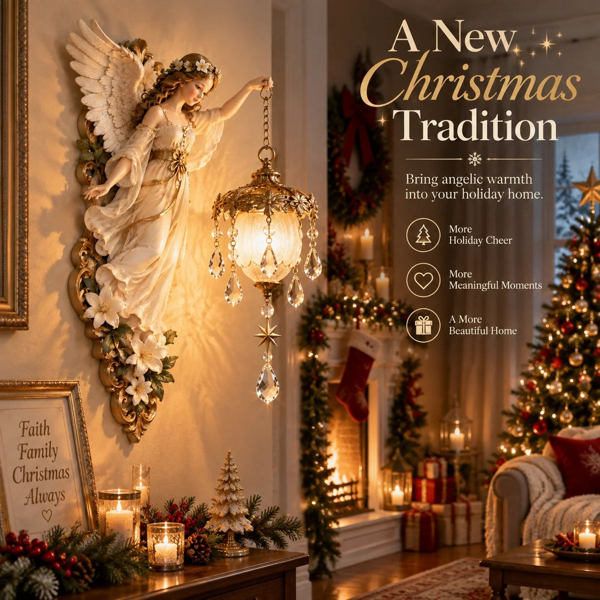 Guardian Angel Crystal Light as elegant Christmas wall decor