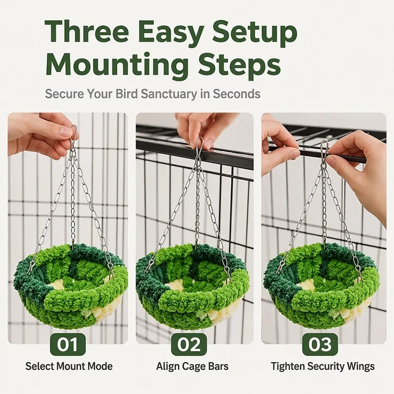 🧶 Warm Winter Bird Hanging Hammock – Cozy, Soft, Cage Decor ✨
