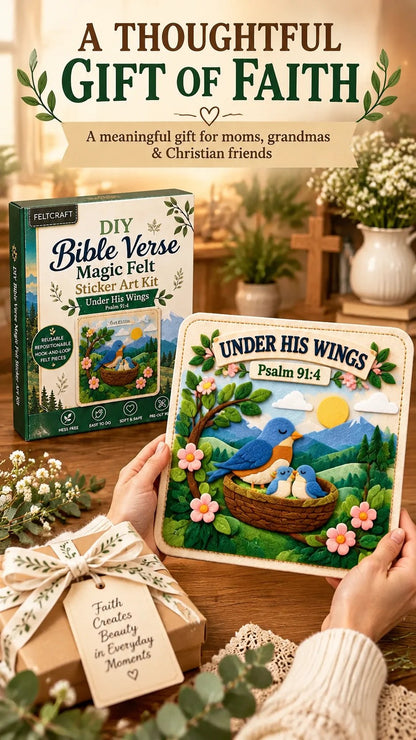 ✝️✨ Bible Verse Magic Felt Sticker Art DIY Kit – Beginner-Friendly Christian Craft 🙏🌿