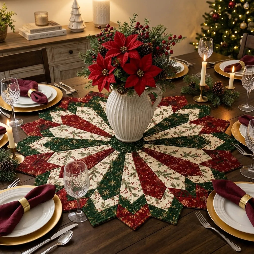 🎄 Holiday Star Table Topper Quilt Template Set ⭐🧵 – DIY Christmas Quilting Pattern