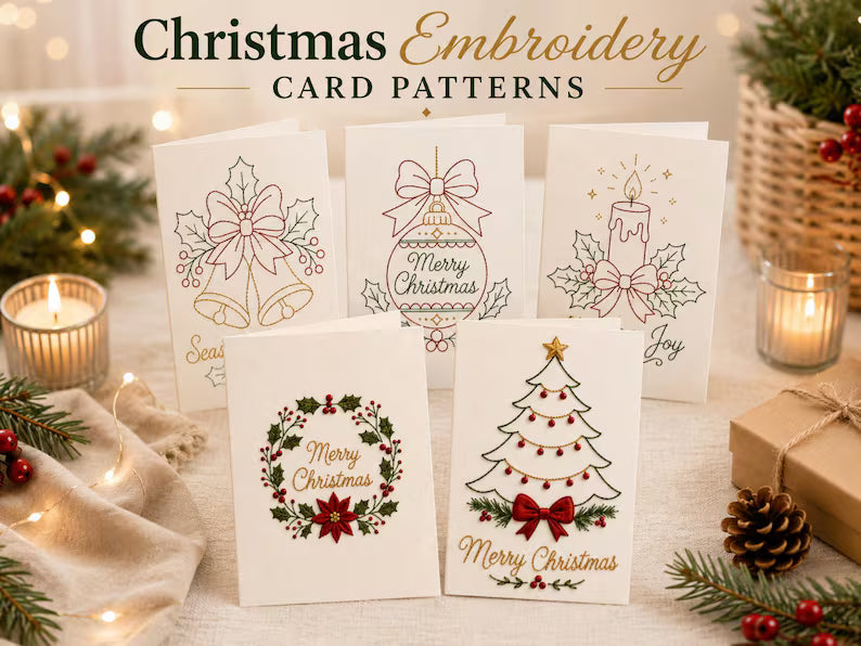🔥LAST DAY 50% OFF - 🌲 🪡 Christmas Hand Embroidery Card DIY Kit | Stitch Your Way Into the Christmas Spirit ✨ 🎁