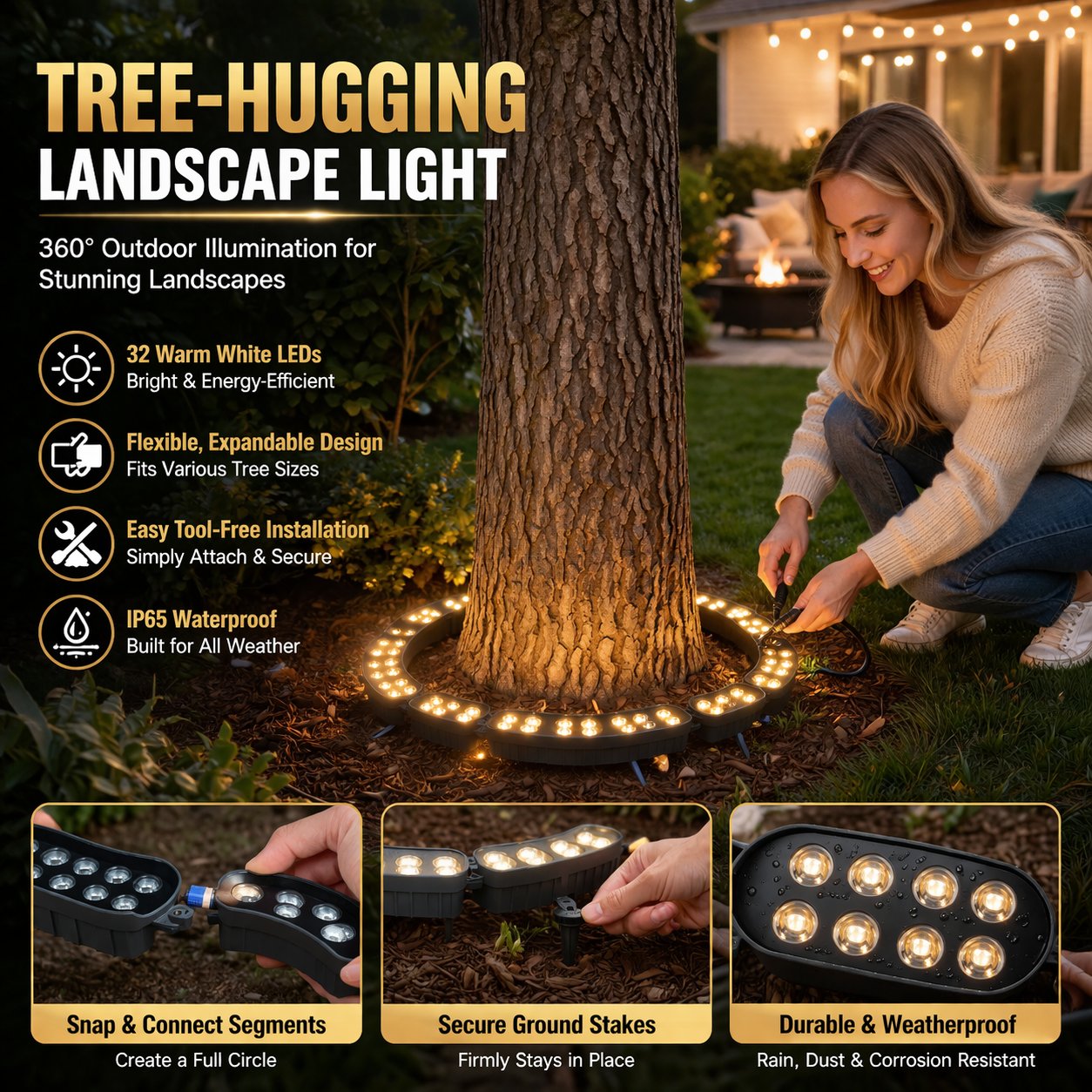 🌳 LED Ring Tree Light | Outdoor Waterproof Landscape Spotlight 🌟