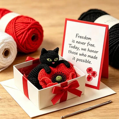 🔥HOT SALE 49% OFF🔥Unisex Memorial Day Poppy Cat Handcrafted Keepsake
