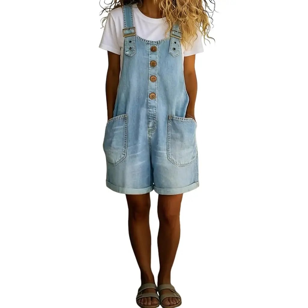 🤠👖Vintage Loose Wide Leg Denim Bib Overalls for Women