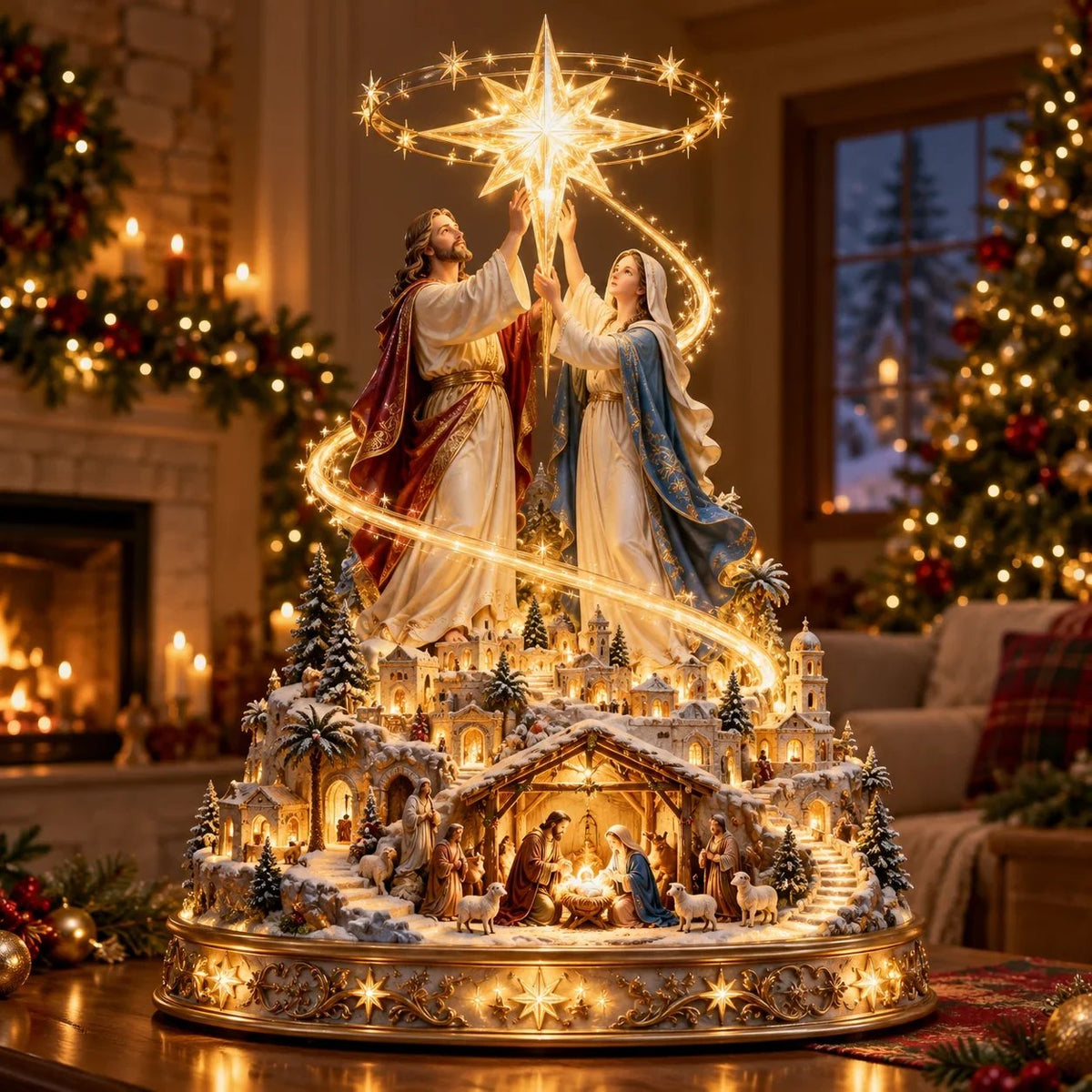 ⭐✨ Bethlehem Star of Hope™ – Jesus Holding the Guiding Star Illuminated Christmas Nativity Scene