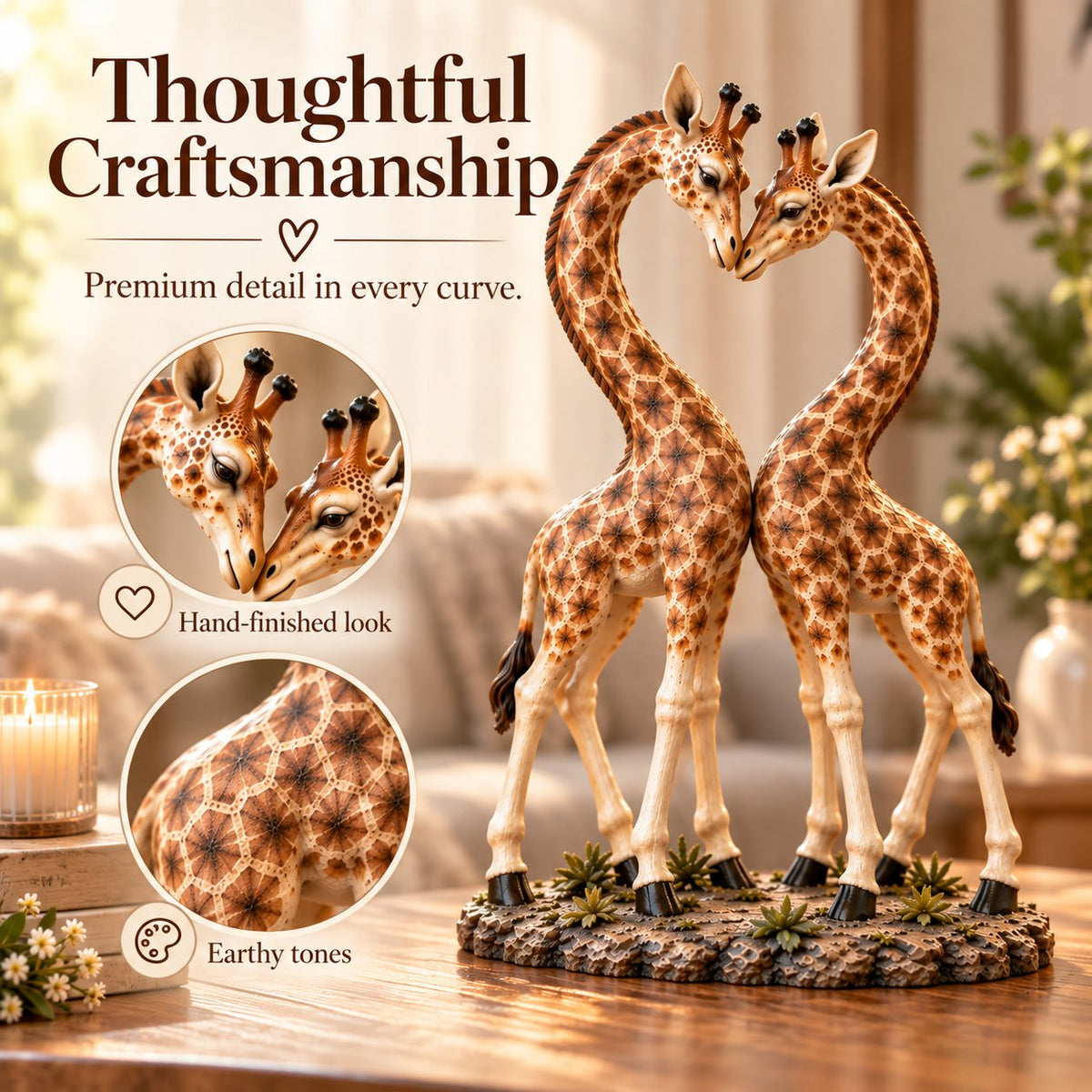 💕🎁Better Together – Giraffe Heart Sculpture 🦒♡🦒