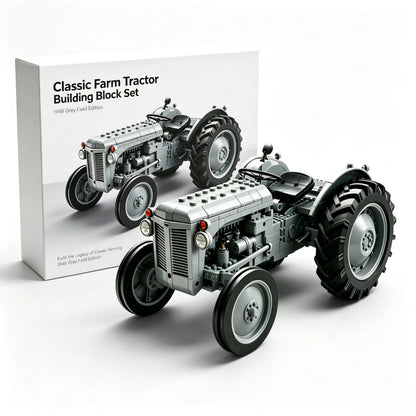 🎉Classic Farm Tractor Building Block Set – 1948 Grey Field Edition
