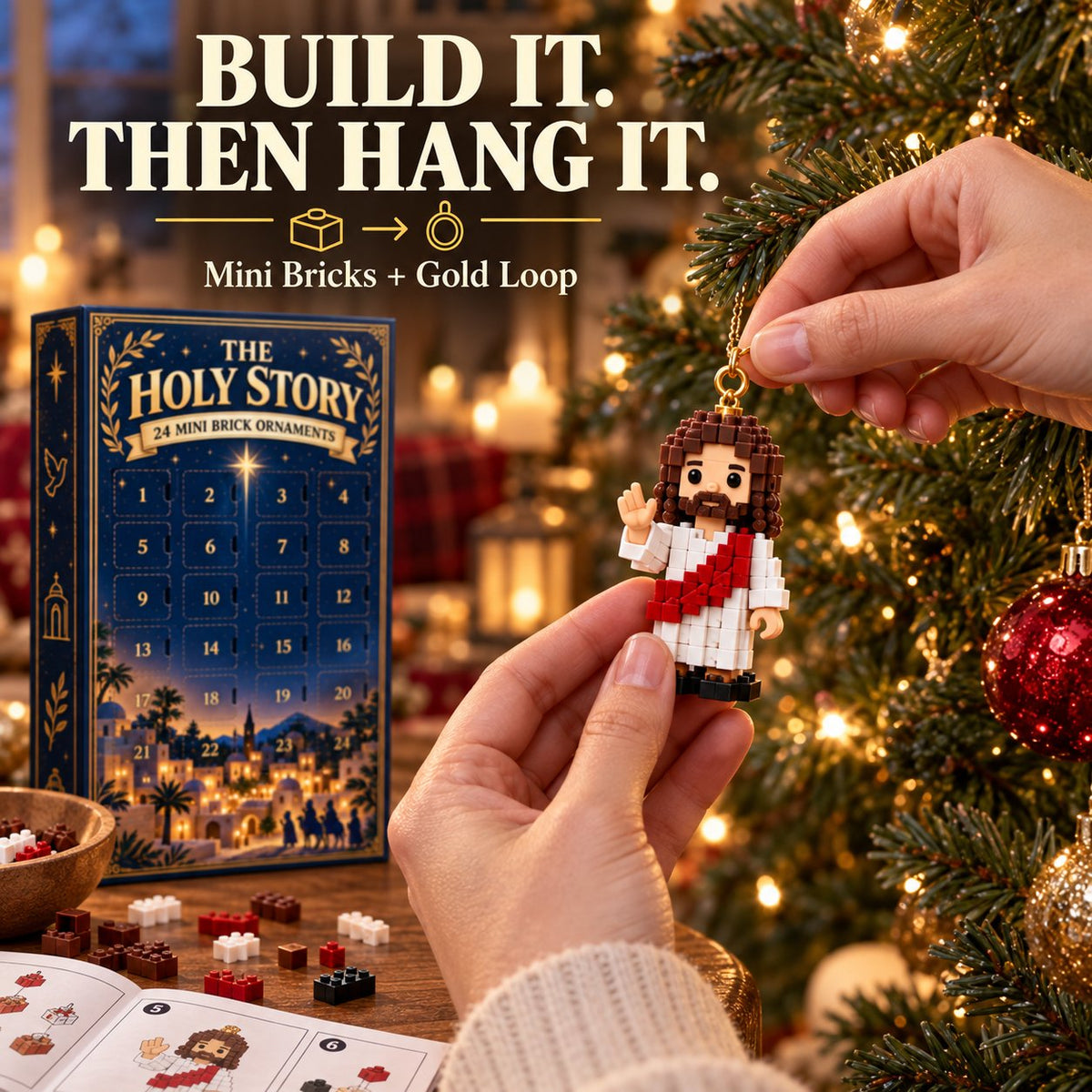 🔥LAST DAY 50% OFF - ✨The Holy Story 24-Day Mini Brick Ornament Advent Calendar