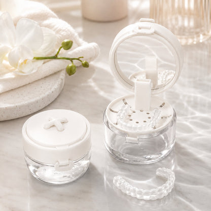💧Last Day 50% OFF - Portable Retainer and Denture Cleaning Case with Magnetic Lifting Tray🦷✨