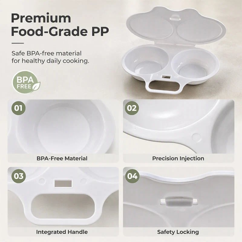 🥳2026 HOT SALE🥳💞50K+ SOLD! 🥗🎁 49% OFF! Microwave Egg Poacher——Dual‑cavity, non‑stick & easy clean. Healthier than frying – stock up & save! 🏠✅