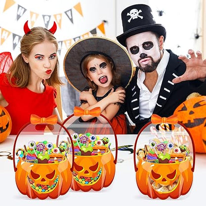 🔥Last Day 50% OFF - 50 Pcs Halloween Favor Bags Transparent Pumpkin Sealed Pouches🍬