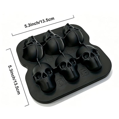 💀Skull Frozen Cubes Molds Silicone Tray, BPA Free Halloween Skull Shaped Ice Maker for Whiskey, Cocktails, Soda & Party Drinks