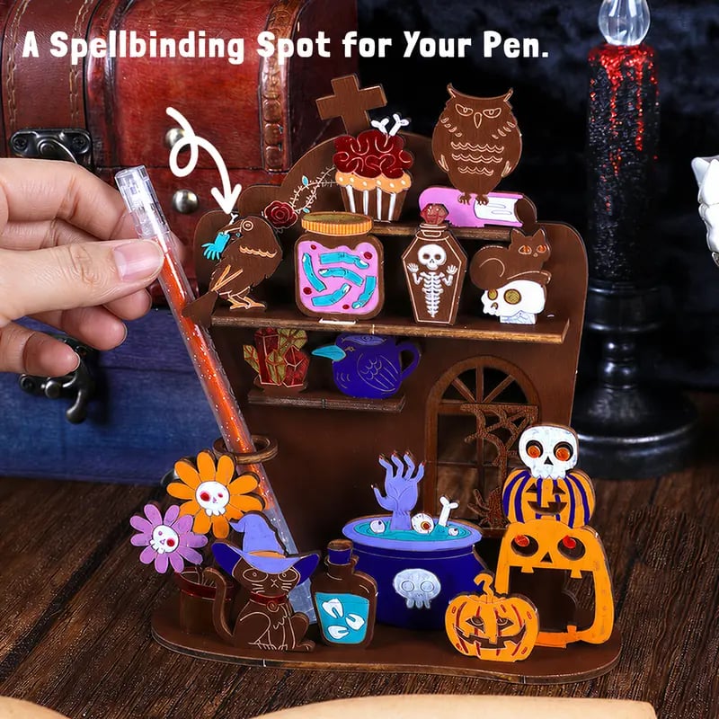 🎨Grabie Wood Painting Craft Kit - Spellbound Shelf Desk Organizer