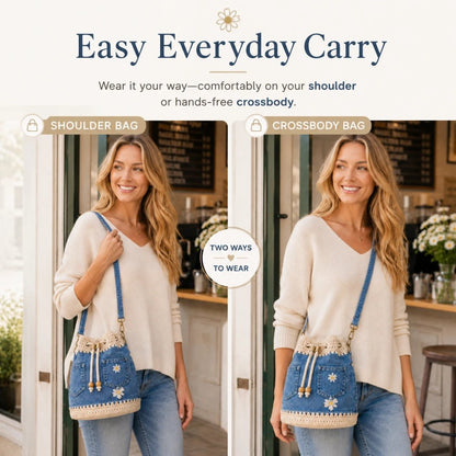 🔥HOT SALE 49% OFF✨👜Denim Crochet Bucket Bag