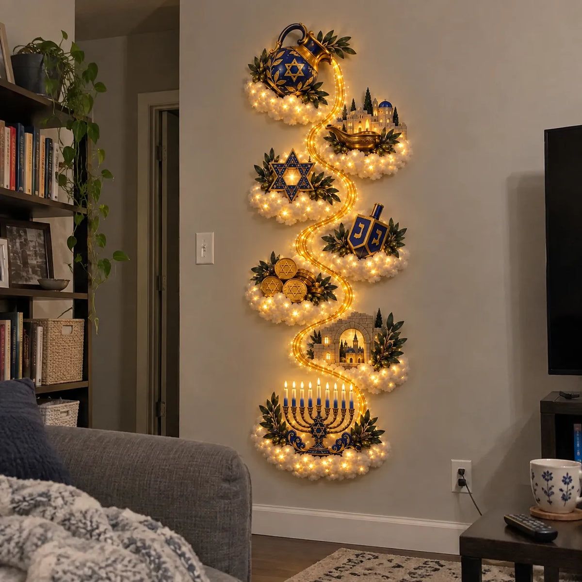 🕎 Hanukkah Festival of Lights Wall Decor Collection – 4 Glowing Designs Celebrating Eight Nights of Light ✨