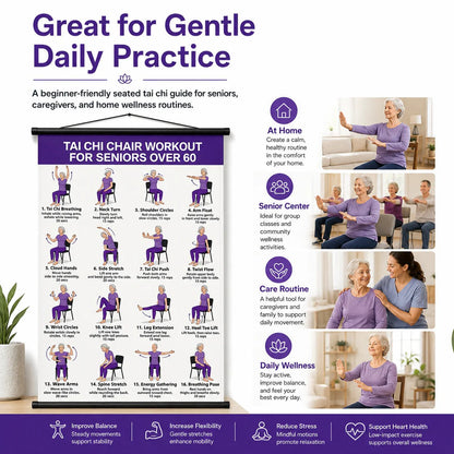 🔥Tai Chi Chair Workout Chart for Seniors (16 x 24 inches)