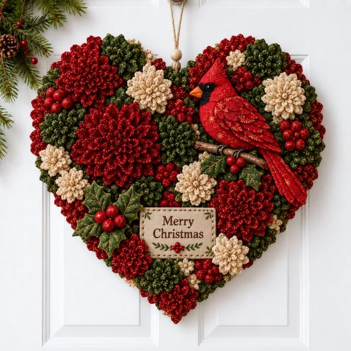 🎄✨Christmas Fabric Flower Door Hanging DIY Kit – Layered Holiday Décor