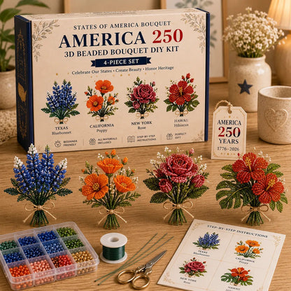 ✨America 250 DIY Beaded Flower Bouquet Craft Kit —Limited Edition Collection