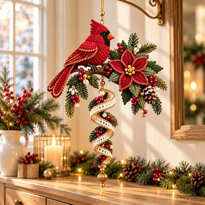 🎄❤️ Cardinal & Poinsettia DIY Ornament Kit