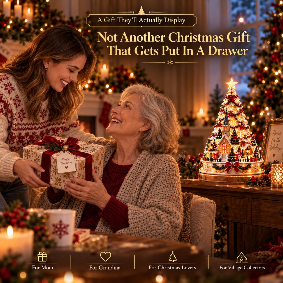 Christmas Village Lightscape Tree gift for mom and grandma