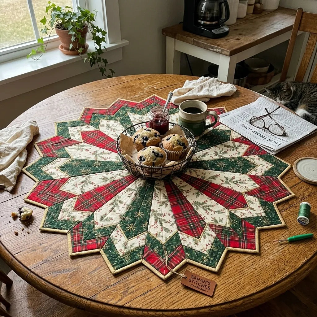 🎄 Holiday Star Table Topper Quilt Template Set ⭐🧵 – DIY Christmas Quilting Pattern